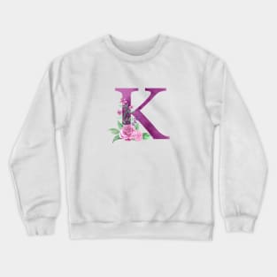 Floral Monogram K Beautiful Rose Bouquet Crewneck Sweatshirt